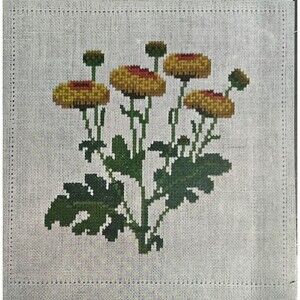 Vintage Danish Embroidery Flower Designs CHRYSANTHEMUM Cross Stitch Pattern 5x5
